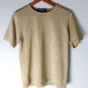 Patrick Tricot M Gold Shimmering Pullover Top